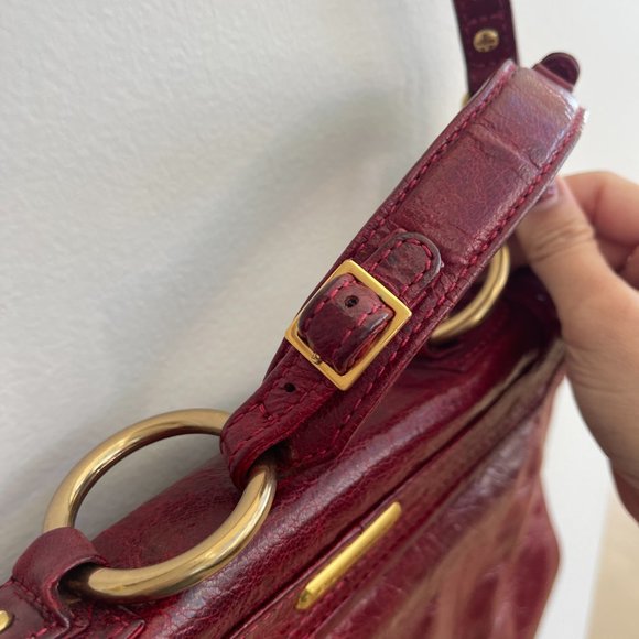 Rebecca Minkoff Briefcase Style Distressed Red Leather Shoulder or Handheld Bag - Picture 5 of 16